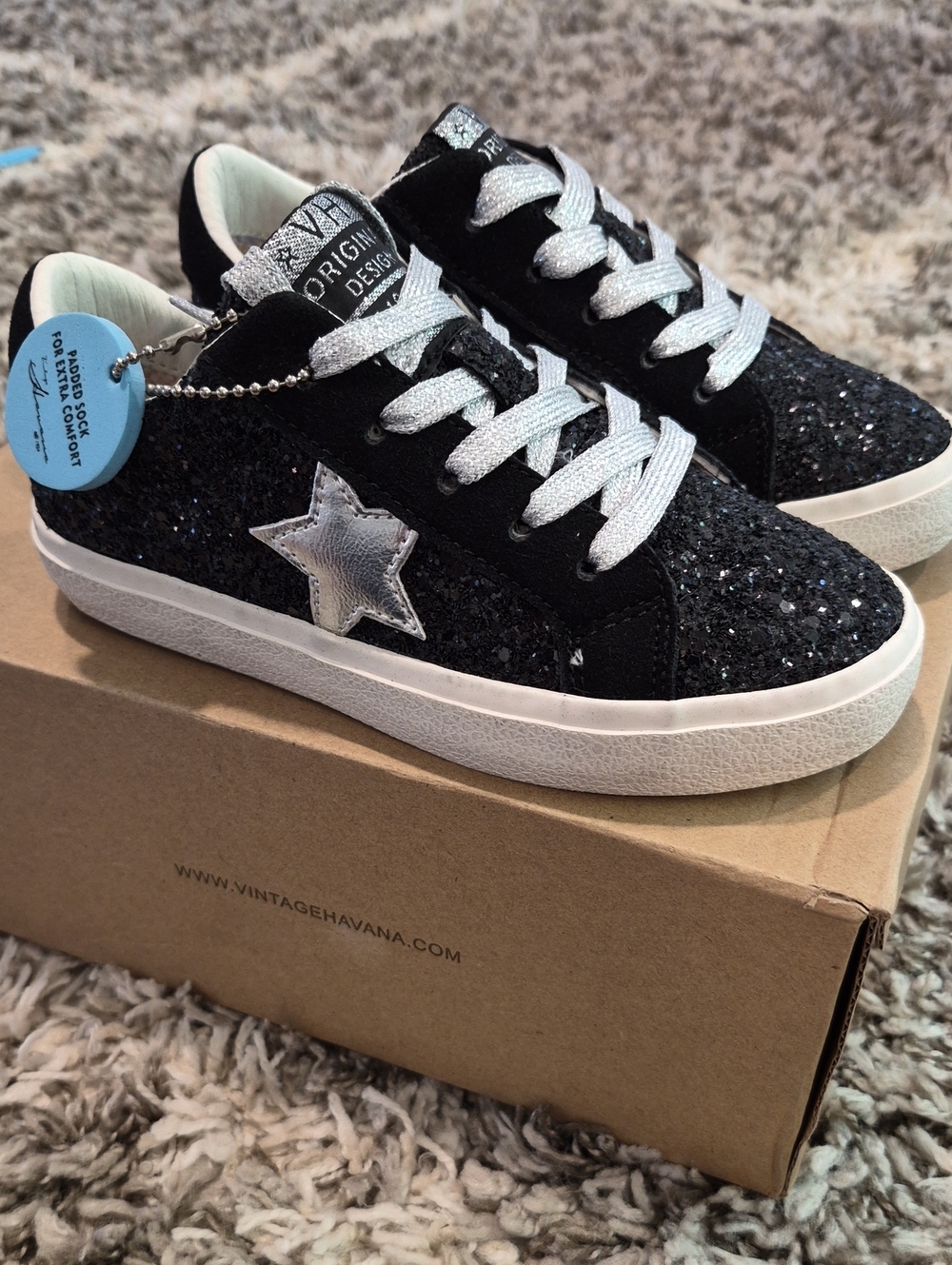 Vintage Havana Ramona Black Glitter Sneakers - Picture 2 of 9